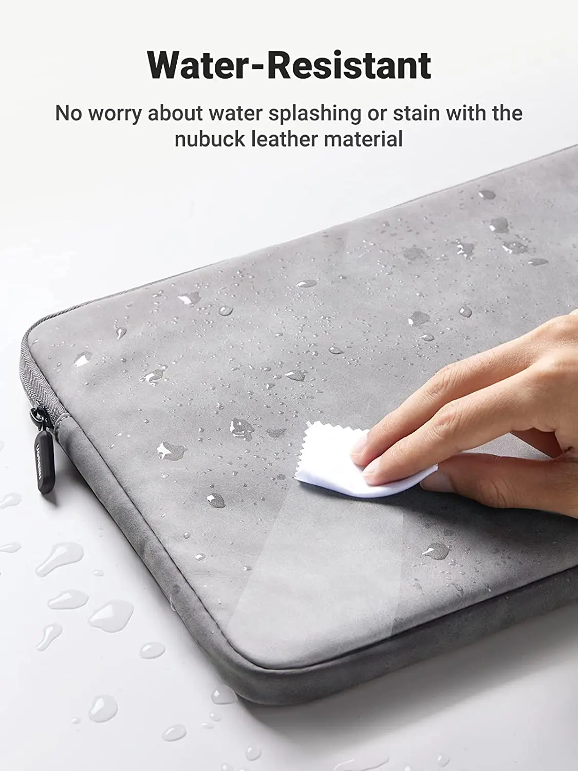 UGREEN 13.3 インチラップトップケース PU スエードレザーソフトパッド入りジッパーカバースリーブケース防水バッグ保護ブリーフケース