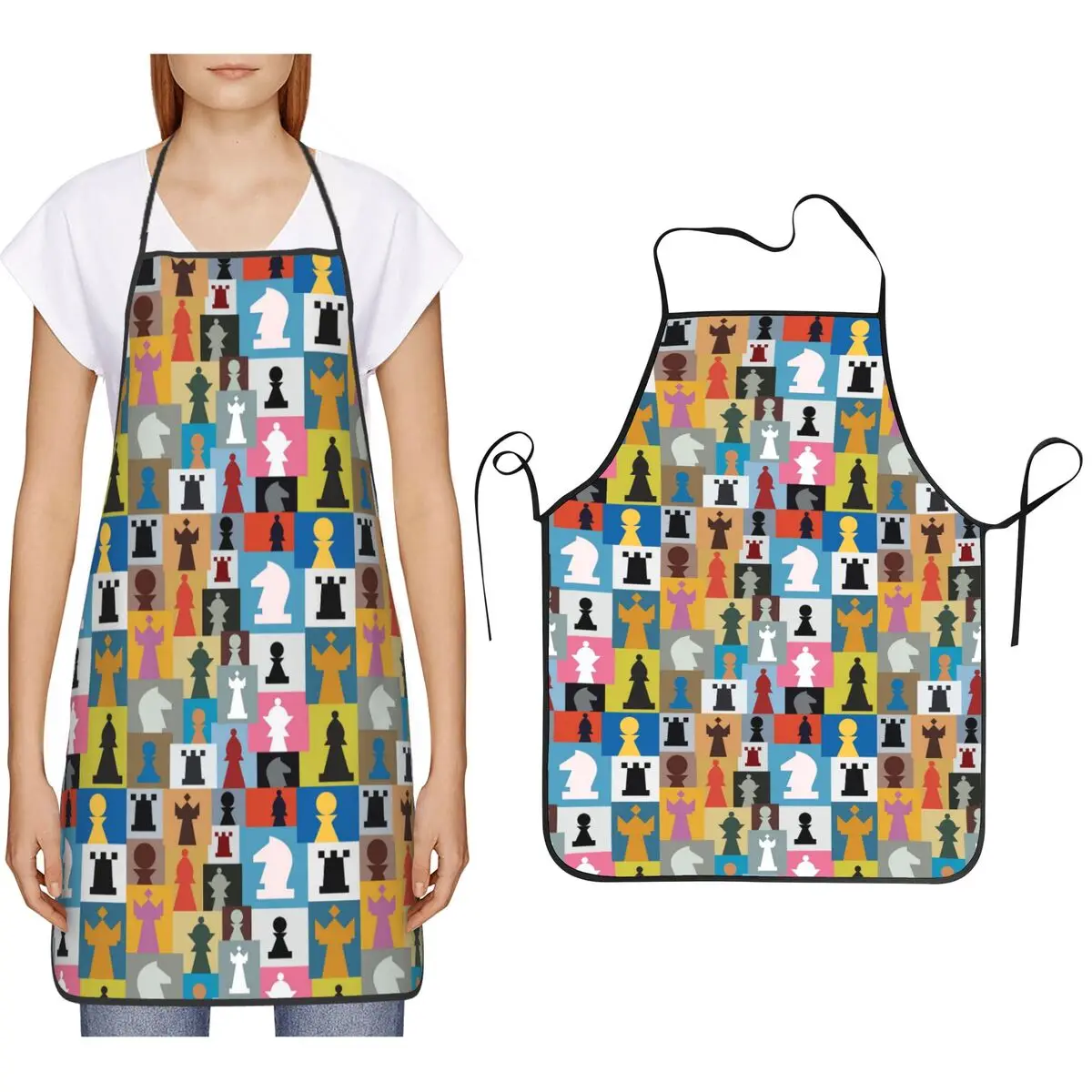 Schachbrett-Hintergrund-Schürzen für Kochen, Küche, Reinigung, Malerei – für Damen und Herren