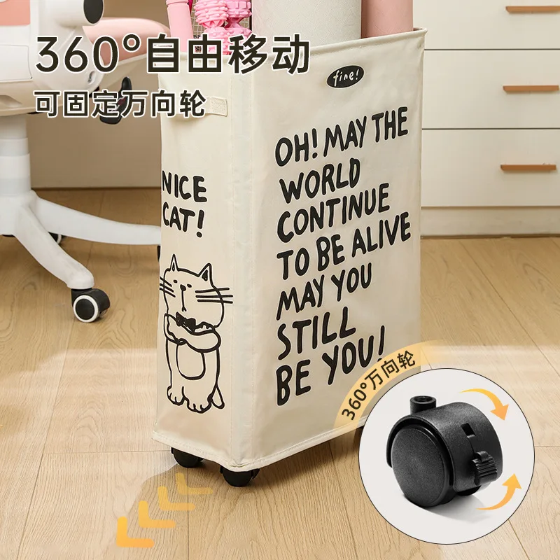 Foldable Laundry Basket Dirty Clothes Basket Clothes Storage Box Yoga Storage Sundries Box with Wheels Bathroom Accessories