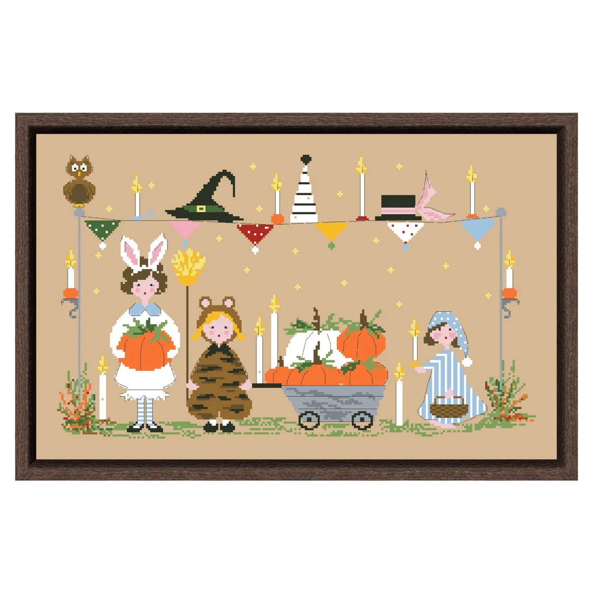 Harvest pumpkin cross stitch kit Halloween cartoon 18ct 14ct 11ct linen flaxen canvas stitching embroidery DIY