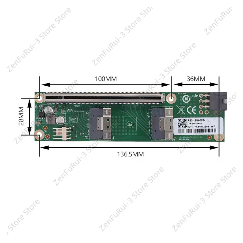 Discrete Graphics Card, External, Expansion, Extension PCIe 4.0 5.0 16x To SlimSAS 8654 Baseplate