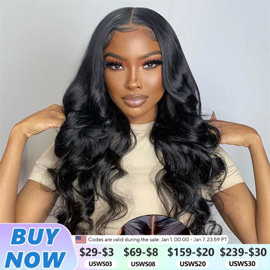 Body Wave Wig 6x4 Glueless PrePlucked Human Hair Wigs Ready To Go 5x5 Transparent Pre Cut Lace Closure Wig For Black Women Bling