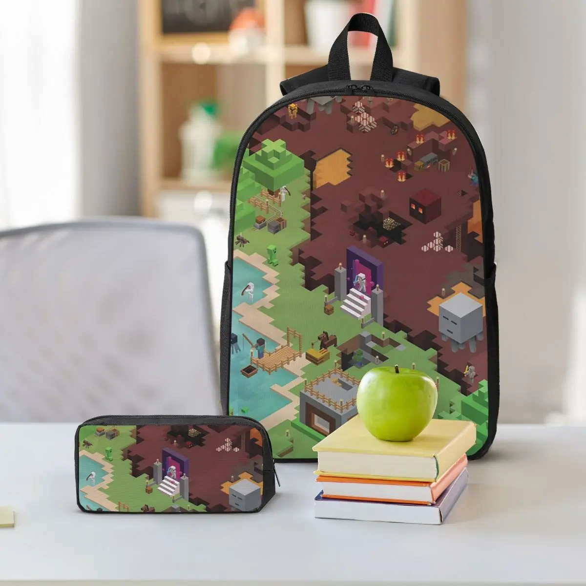 Exploring New Worlds Backpack Student Boys Girls BookBag School Bag Computer Shoulder Bags 3ps Insulated Lunch Bag Pencil Case