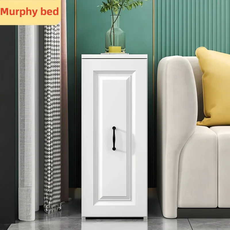 Multi-Functional Wood Panel Storage Side Cabinet Foldable Sofa & Tea Table For Small Spaces & Narrow Coffee Table Home Furniture