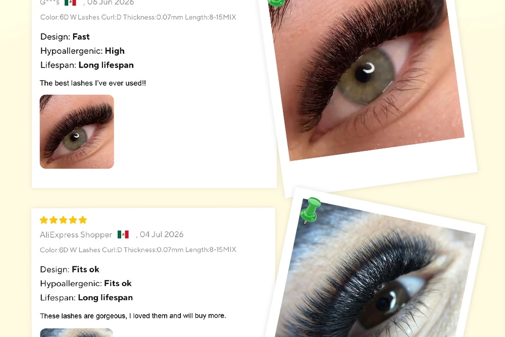 LUKATME 6D W-Form Vorgefertigte Volumen-Wimpern 7-14mm C/D Bloom 6D Wimpern 0,07mm W-Stil Vollflächige 6D Wimpernverlängerungen – Detail 12