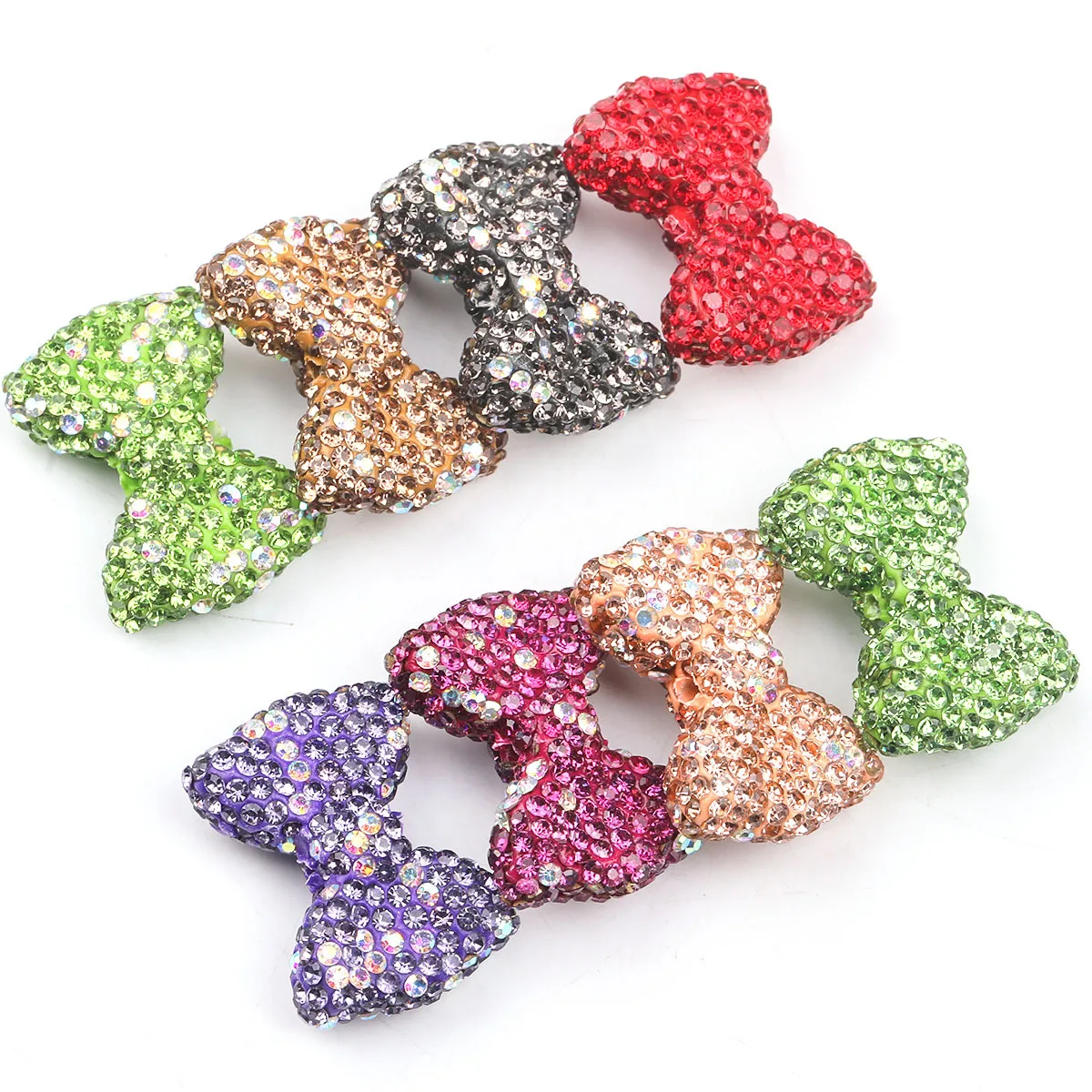 4/9pcs Random Color Acrylic Rhinestone Bow Beads 20*30mm Sparkly Loose Beads For DIY Necklace Earring Jewelry Making Supplies