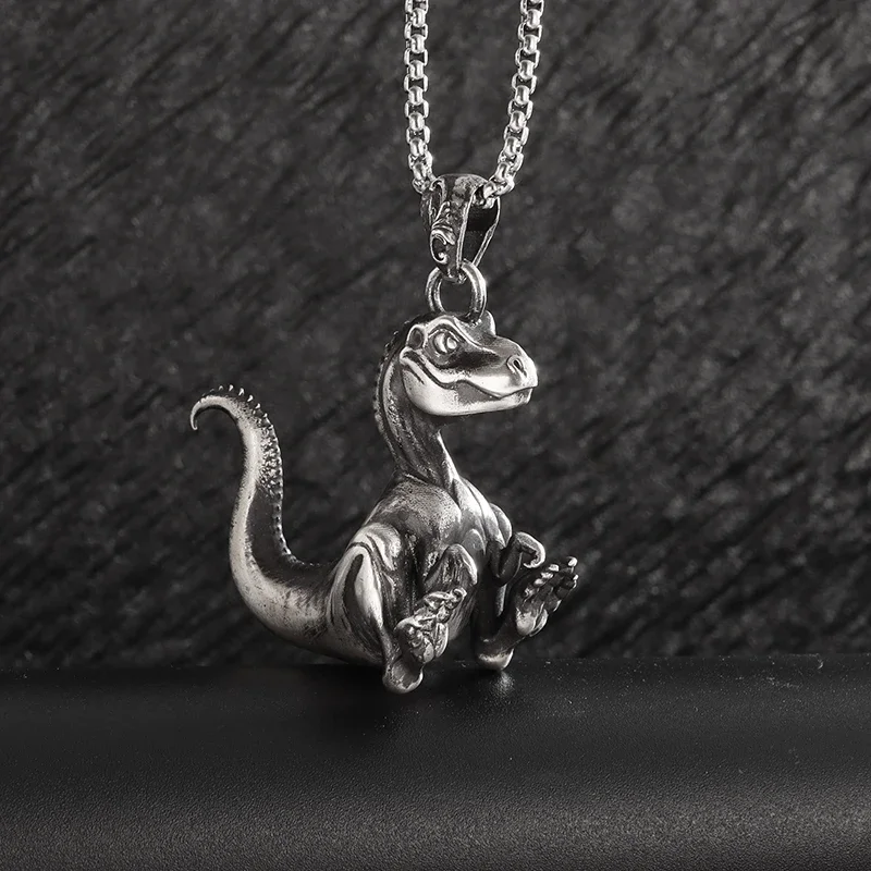 Fashion Trend Crocodile Dinosaur Animal Pendant Necklace Men Punk Hip Hop Jewelry Boys Gift