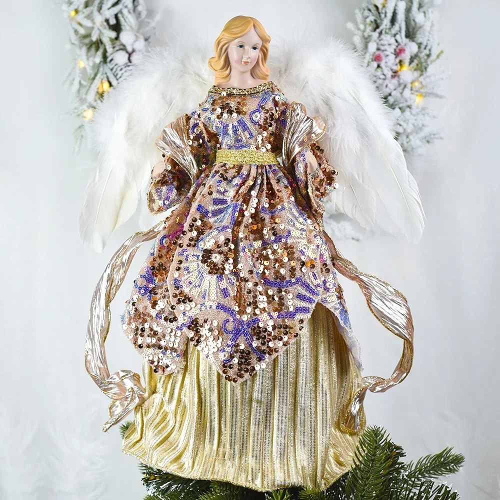 Hot 40cm Christmas Angel Doll Figurine Toy Treetop Ornaments Standing Birthday Natal Decorations Navidad Home Decor novedades