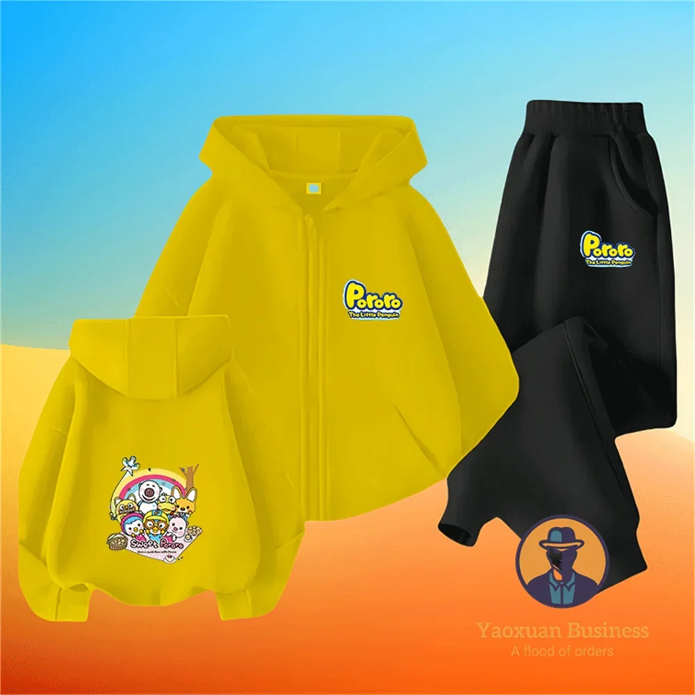 

Мультфильм Pororo, дешевая, популярная, простая, новая, для мальчиков и девочек, повседневная одежда, забавная повседневная стильная осенне-зимняя толстовка с капюшоном