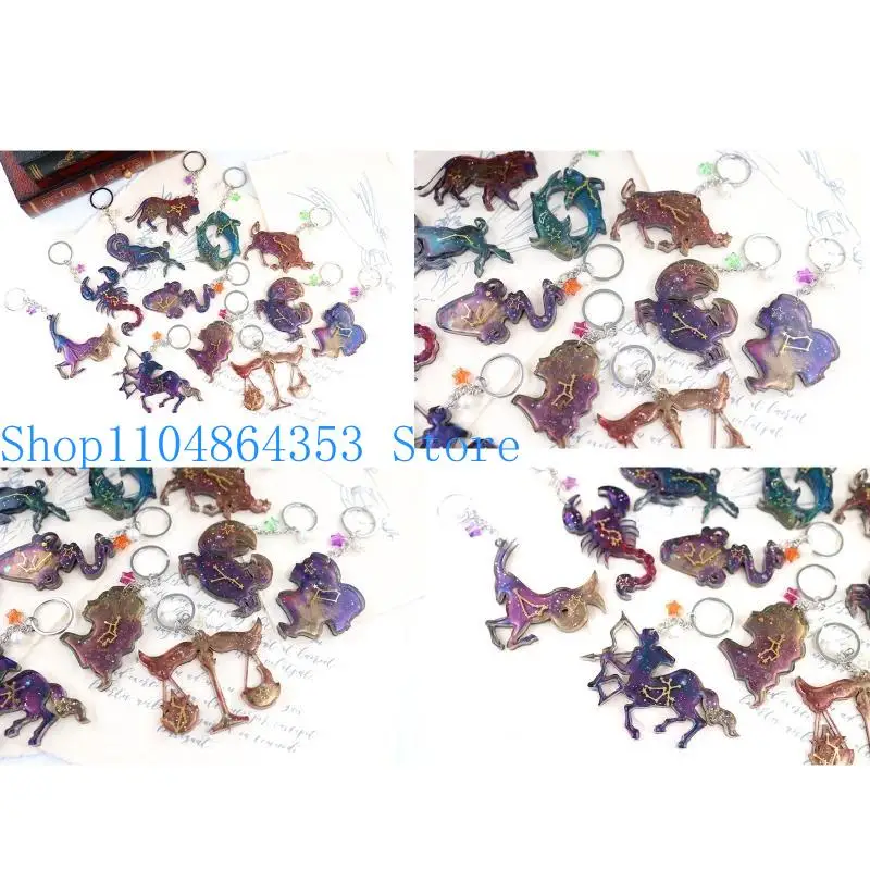 652F 2x Animal Pendant Epoxy Silicone Mold Constellations Resin Mold for Keychain Jewelry Making DIY Necklace Home Decor