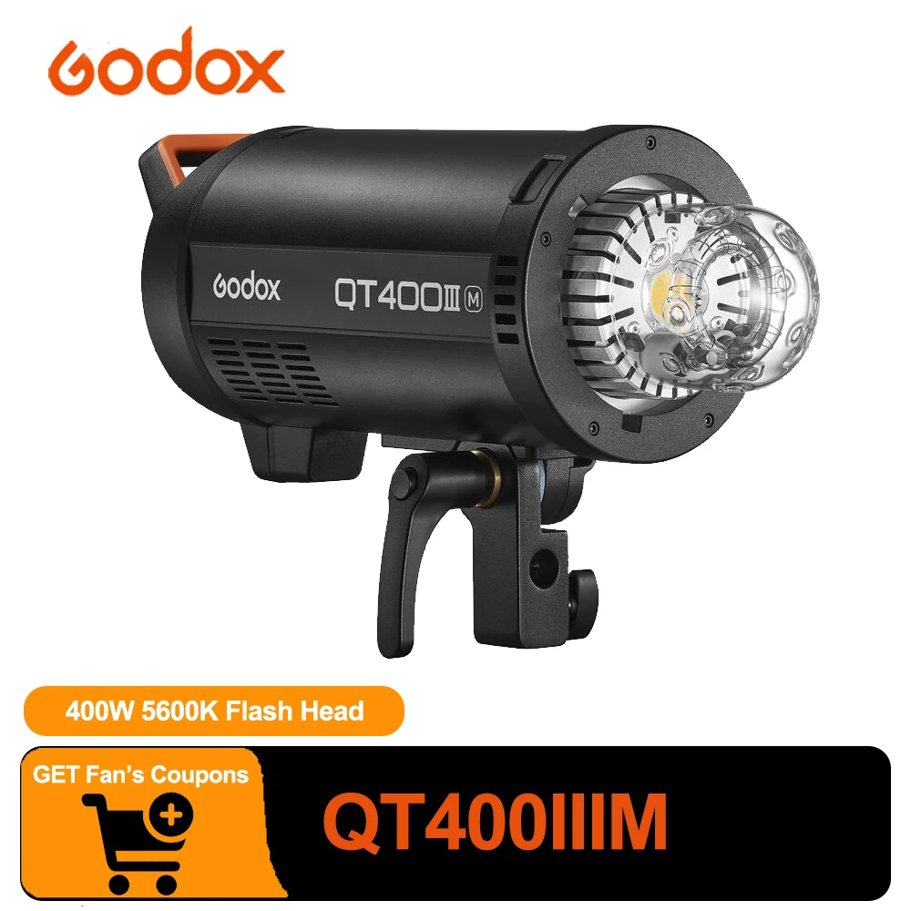 Godox QT400IIIM Flash Head 400W 5600K Daylight 0.01-0.9S Recycling with Flash 400w 2.4G Wireless Flash Light for Video Studio