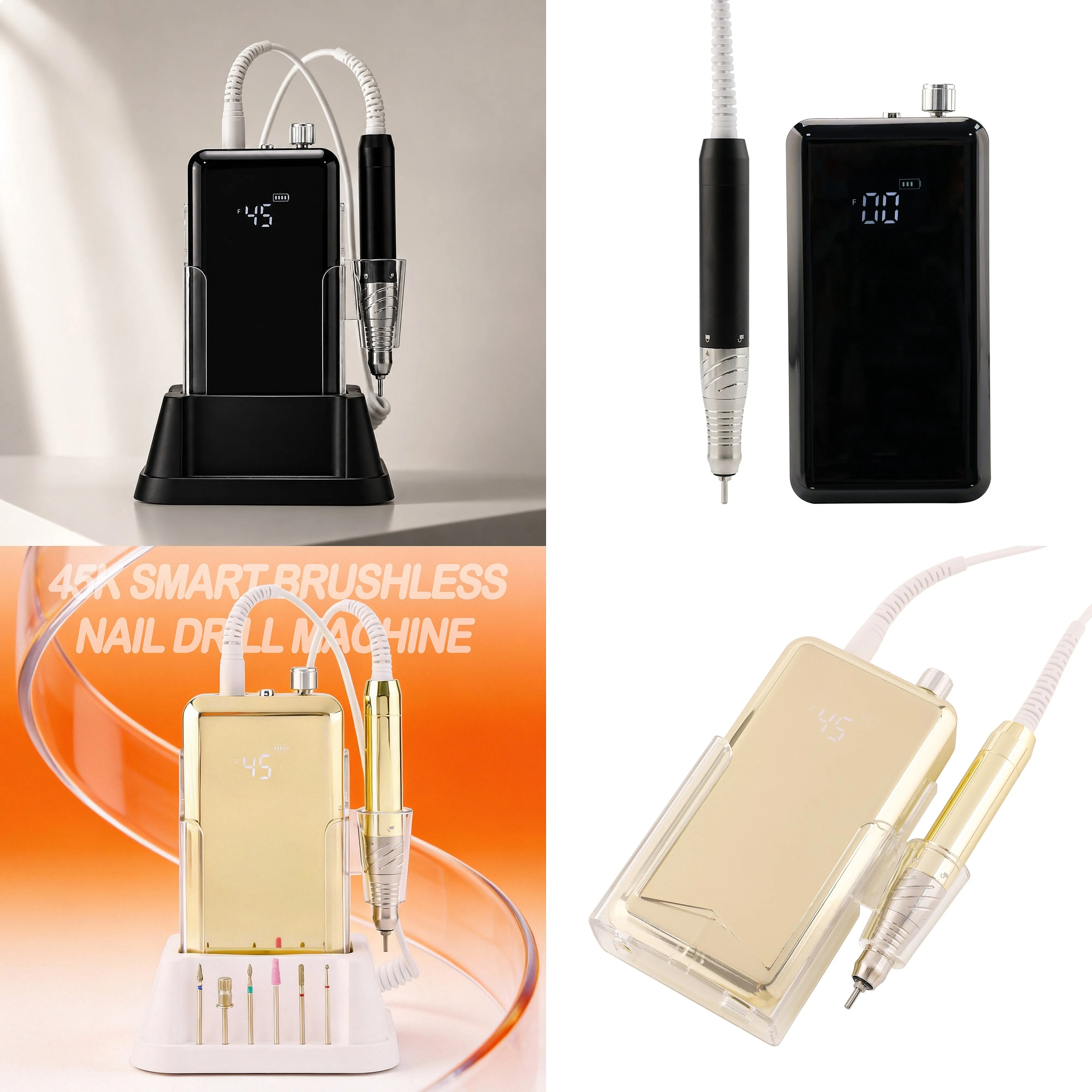 Quiet Low Vibration Waterproof Handpiece Nail Drill 45000 RPM Portable E-file Manicure Machine
