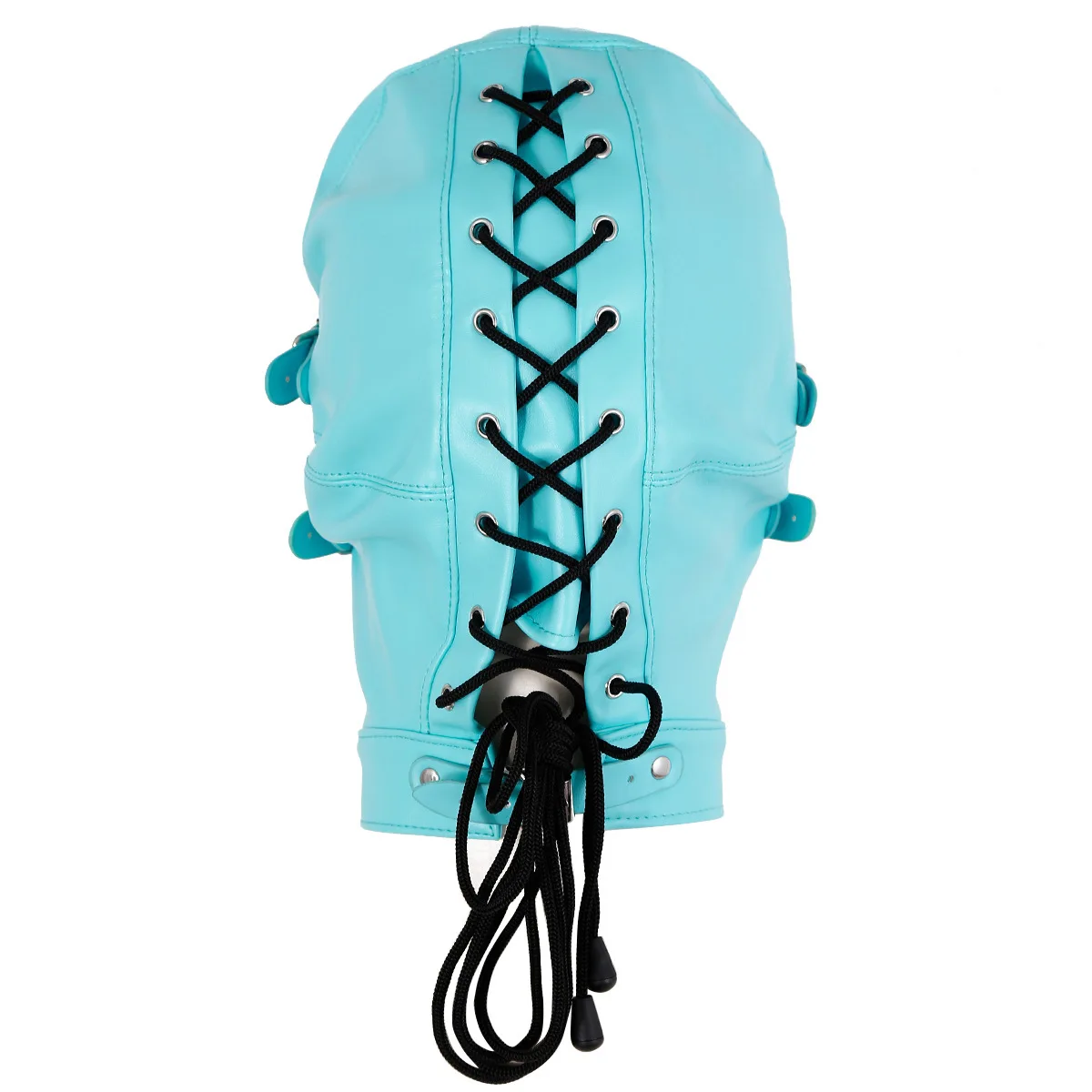 BDSM Full Face Sex Mask Hood Headgear Set Eye Blind SM Slave Mouth Ball Gag Adjustable Head Size Adult Sex Cosplay Bondage Gears view 2