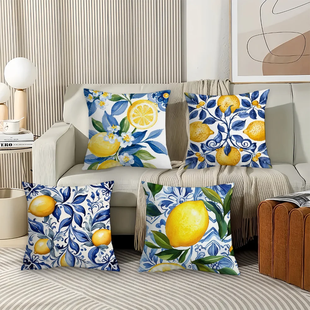 Mediterranean Style Lemon cushion cover Suitable For Bedrooms Living Rooms Cars Home Decoration