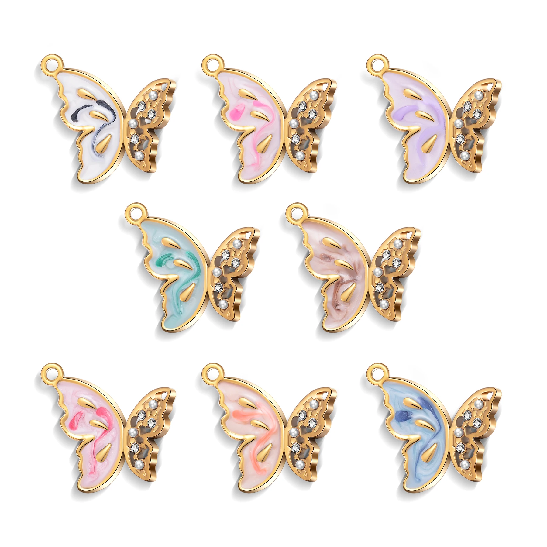 

2Pcs Colorful Butterfly Animal Insect Charms Stainless Steel Pendants For Making Handmade DIY Jewelry Accessories Findings
