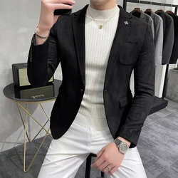 Explosive autumn and winter new suede Korean version slim suit handsome high-end