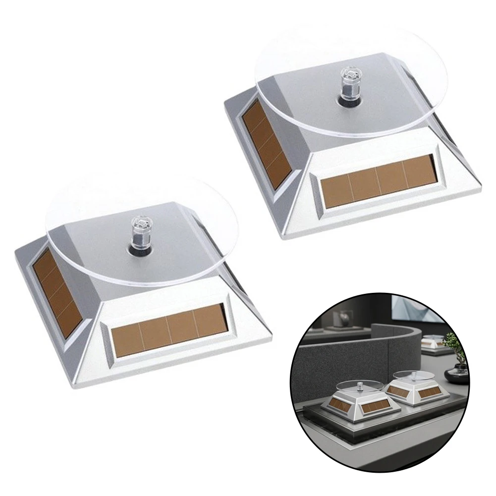 Solar Rotating Display Stand 360 Degree Turntable Showcase Base ABS Plastic Motorized Display Holder For Jewelry Electronics