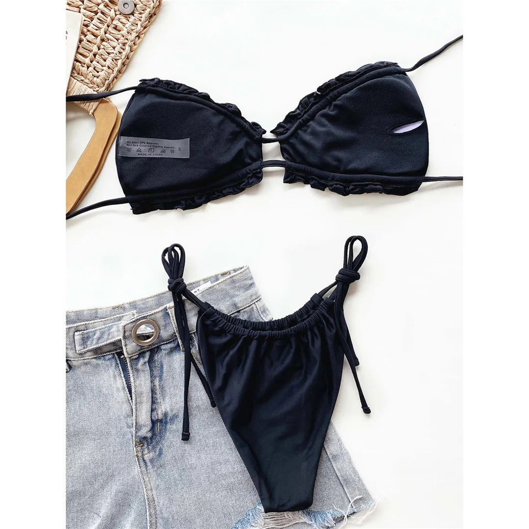 Sexy Rüschen-Bikini mit Falten und Raffungen, Damen-Badeanzug, zweiteiliges Bikini-Set, Badebekleidung, Badeanzug, Modell V3239 – Detail 40
