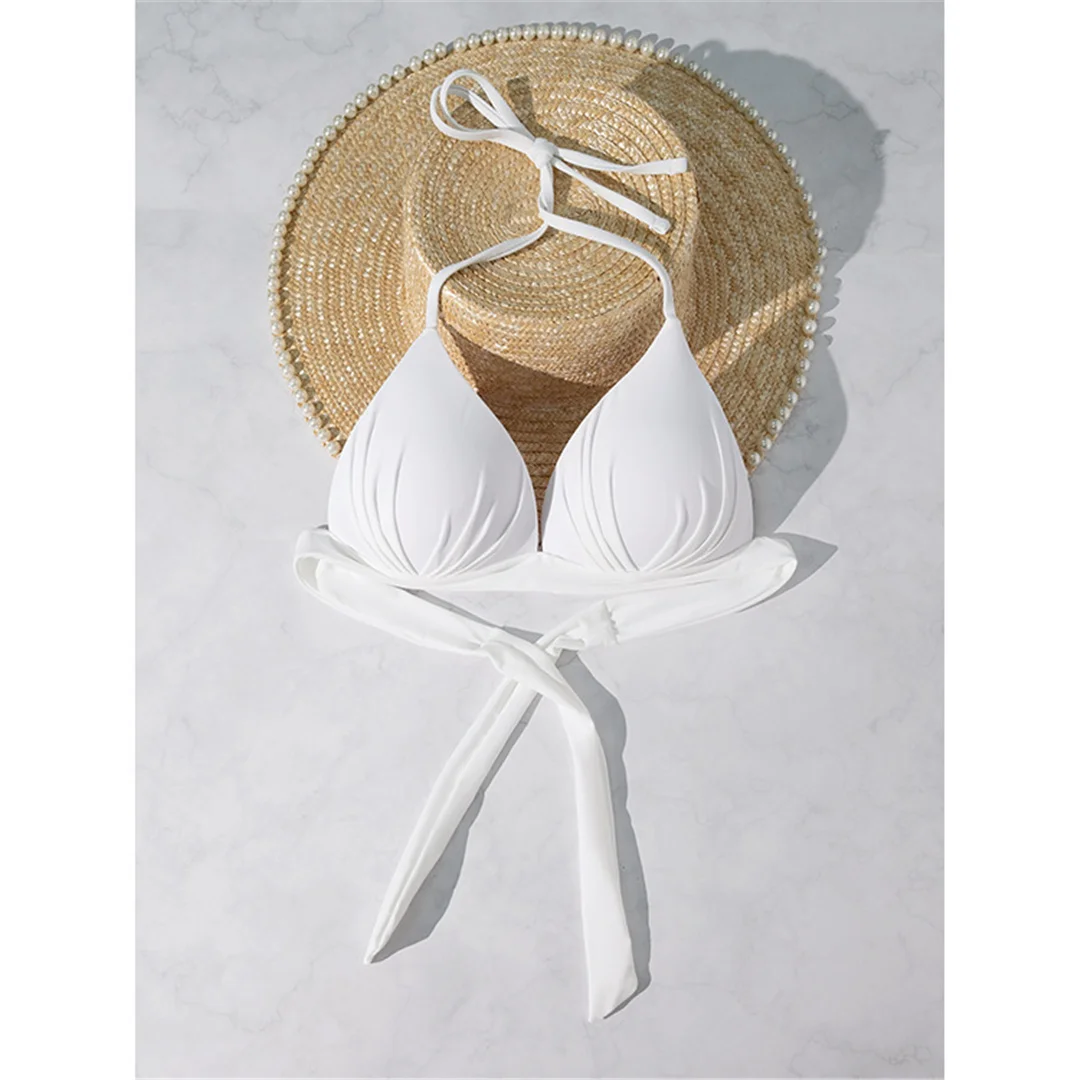 XS - XL Sexy Neckholder-BH mit Push-up-Effekt, Bikini-Oberteil, Damen-Badeanzug, Badebekleidung, Badeanzug, einfarbiges Strand-Oberteil V7019H – Detail 18