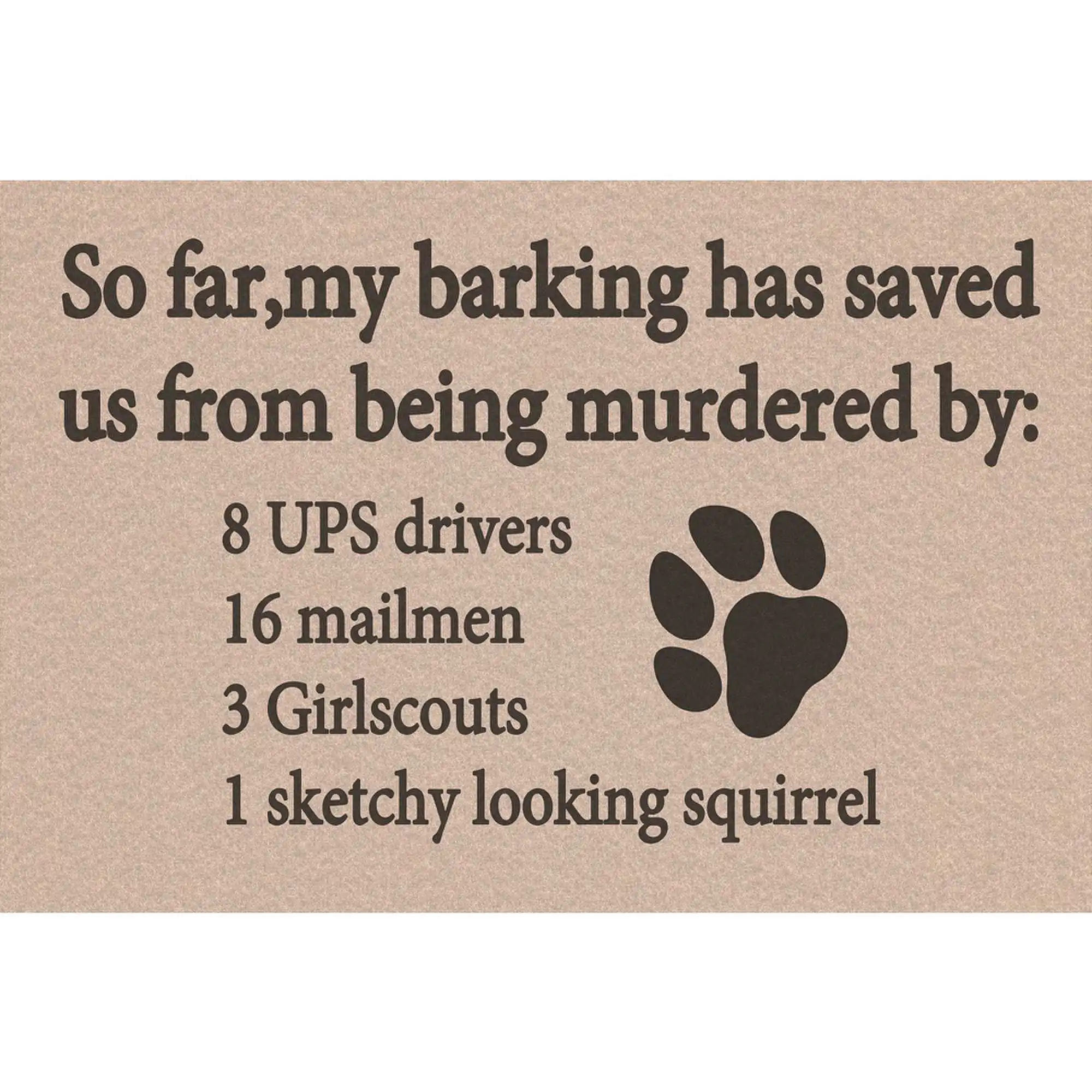 

So Far My Barking Has Saved Doormat Personalized Customize Outdoor Indoor Entrance Floor Mat Funny Welcome Home Decorative