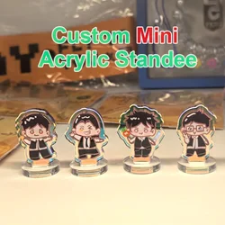 Personalized Mini Standee Custom Anime Figure Clear Acrylic Model Plate Decor Photo Standing Sign Keychain Stand For Fans Gifts