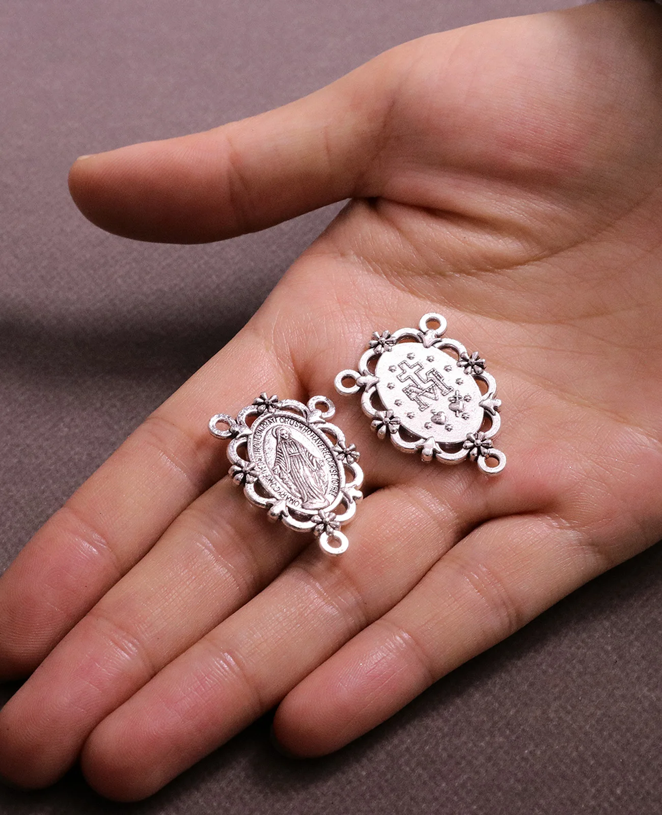 10Pcs/30Pcs Our Lady Medalla Milagrosa Centerpieces Catholic Virgin Mary Rosary Center Part Connectors DIY Jewelry Accessories