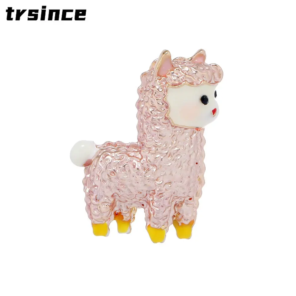 Bonito dos desenhos animados personalidade mini alpaca broche pino simples ovelha animal broche para mulheres meninas festa de natal pino presente jóias