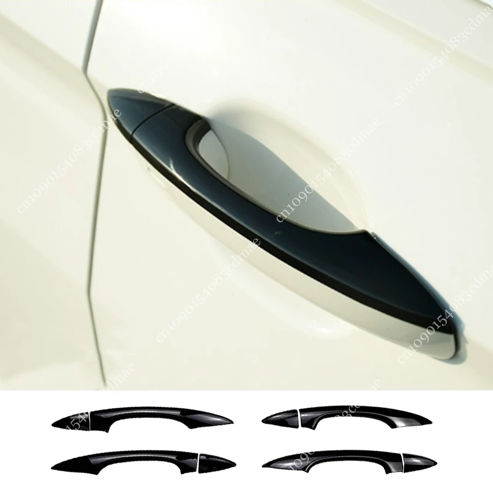 For Volkswagen Tiguan MK2 TSI TDI R R-Line Allspace 2016-2023 8Pcs Glossy Black Door Handle Exterior Shell Cover Sticker Trim