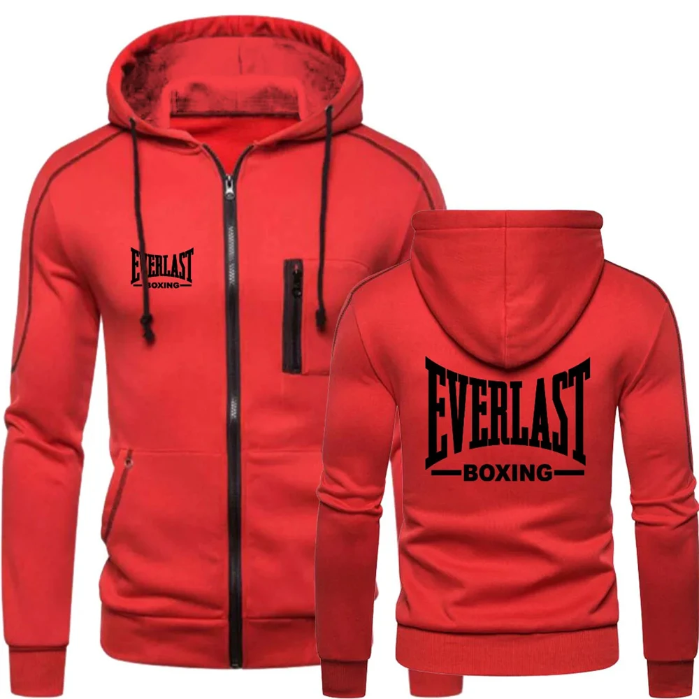 2024 New EVERLAST Men\'s Sportswear Fashion Zipper Hoodie Letter Printed Men\'s Sportswear Casual Warmth Sportswear Set Winter