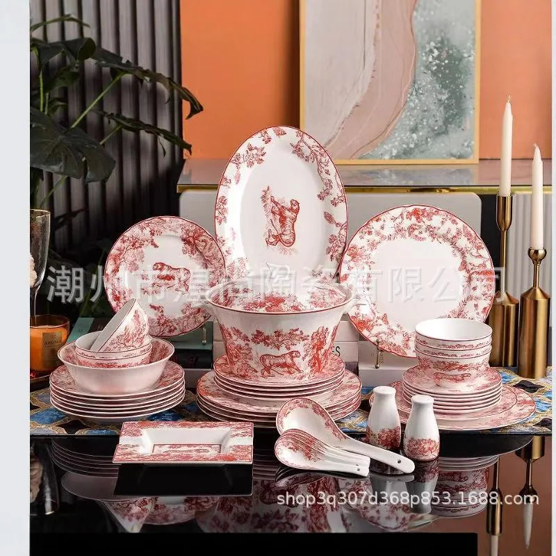 

DSA Premium Kitchen Tableware Bone China Tableware Set Western Steak Plate Cup Saucer Bowl Spoon