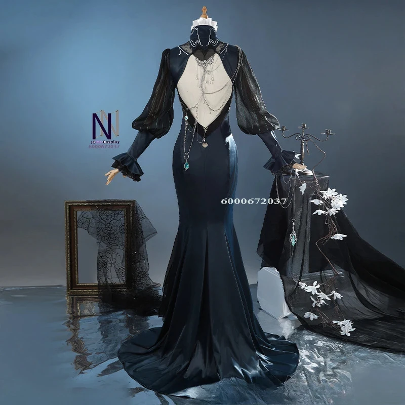 

3,k;6\g/Game Path To Nowhere Jelena Cosplay Costume Anime Clothes Slim Black Fishtail Dress for Women Set Halloween Partk;6,y'9\