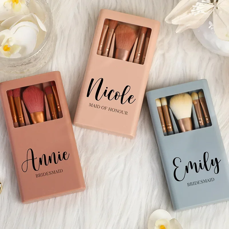 Personalized Travel Makeup Brushes Set For Bridesmaid Bridesmaid Gifts Bridal Shower Favors Bachelorette Party Gifts For Her