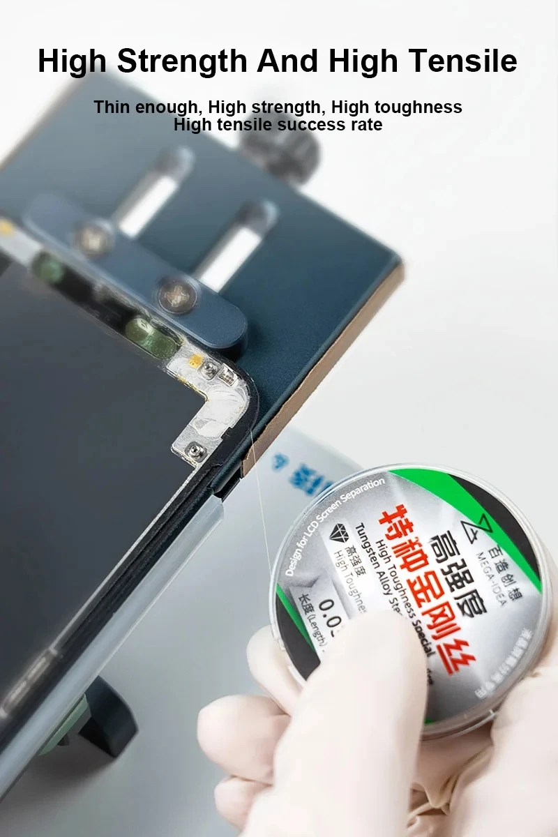 QIANLI MEGA-IDEA-Alloy Steel Cutting Wire, LCD Curved Screen, Glass Separating Wire, 100m, 0.03mm, 0.035mm, 0.04mm