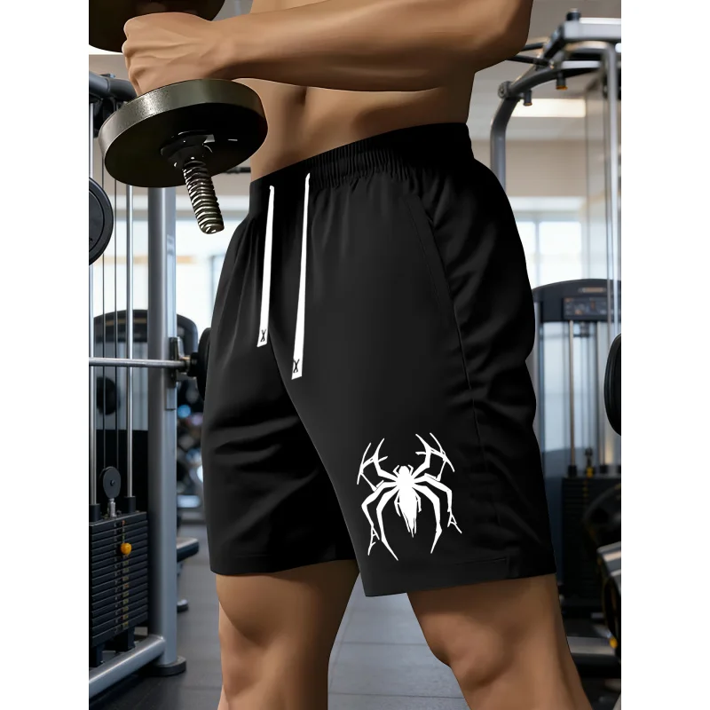 

Мужские летние модные шорты с узором в виде паука, повседневная спортивная одежда на шнурке для домашнего использования, летние шорты, пляжные брюки
