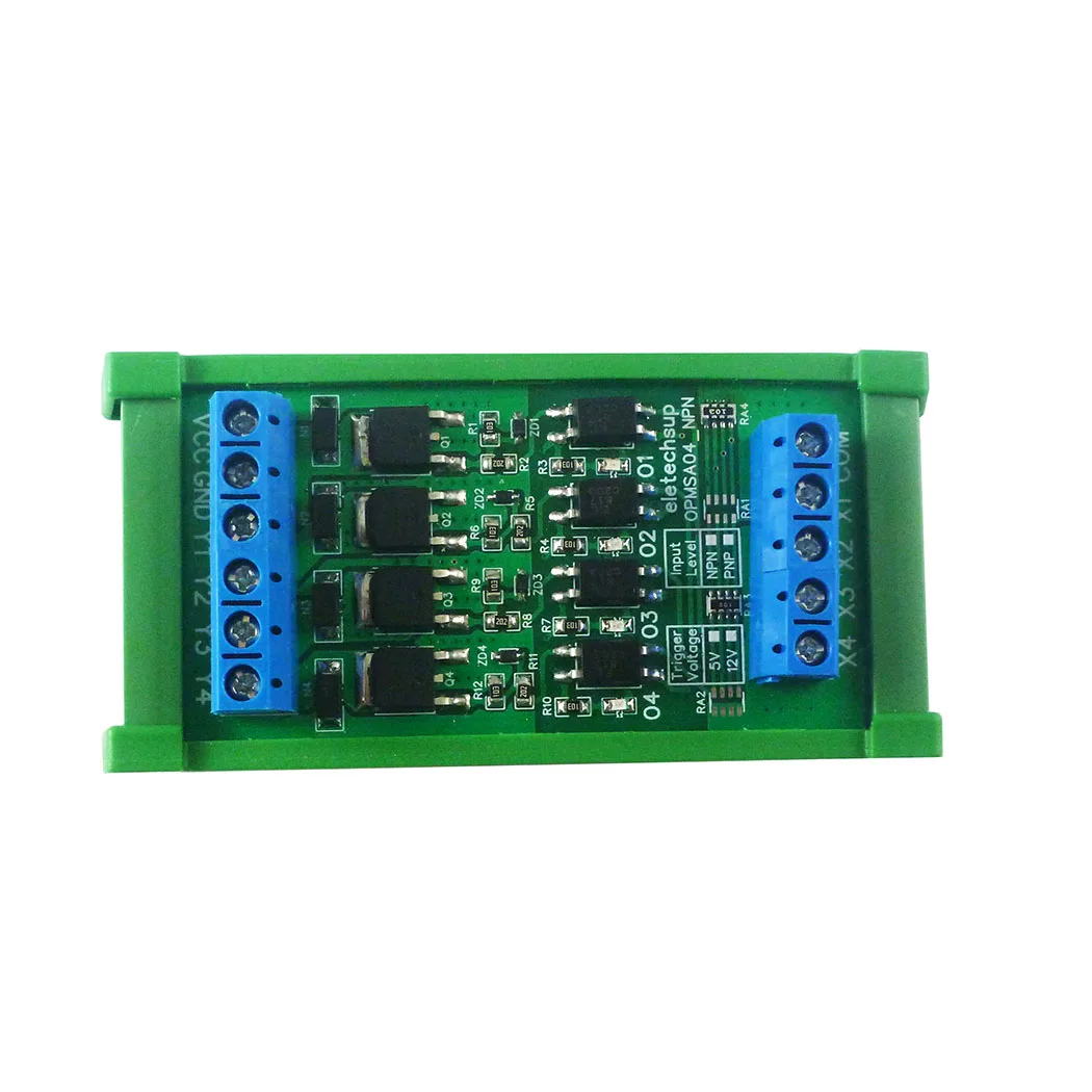 Din Rail Mount4CH 5A NPN/PNP PLC Signal Amplifier  Board Isolation MOS Tube Module Digital Logic Level Converter DC 3.3 5 12 24V