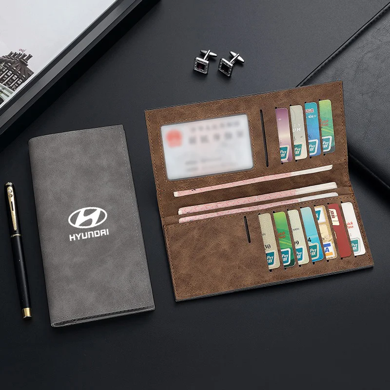 High Quality Male Long Wallet Vintage Portable Checkbook Organizer Card Holder Wallets For Hyundai Elantra i10 i30 Tucson N Line - view 2