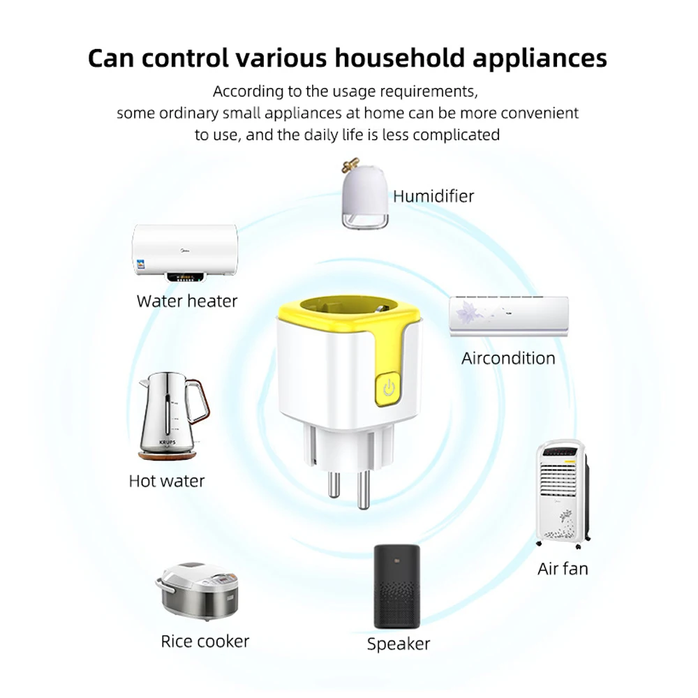 16A Matter EU WiFi Smart Socket Home Appliance Mini Smart Plug Adapter APP Control Timer Works With HomeKit Siri Alexa Google