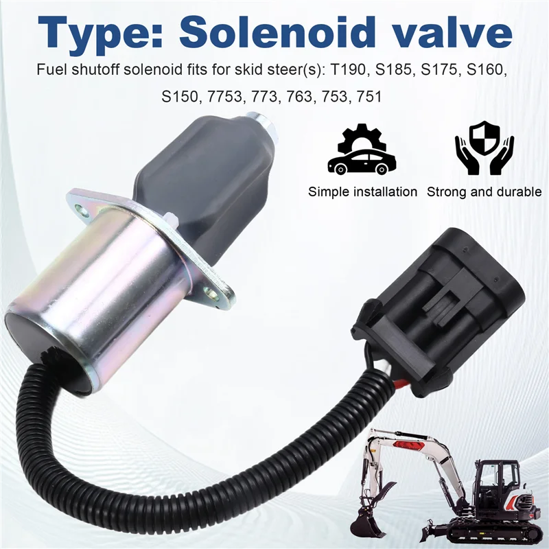 A11F-Shut Off Solenoid 6681512 6681513 12V Stop Solenoid Fit For Bobcat A220 S70 S100 S130 S150 S160 S175 S185 S205 S220