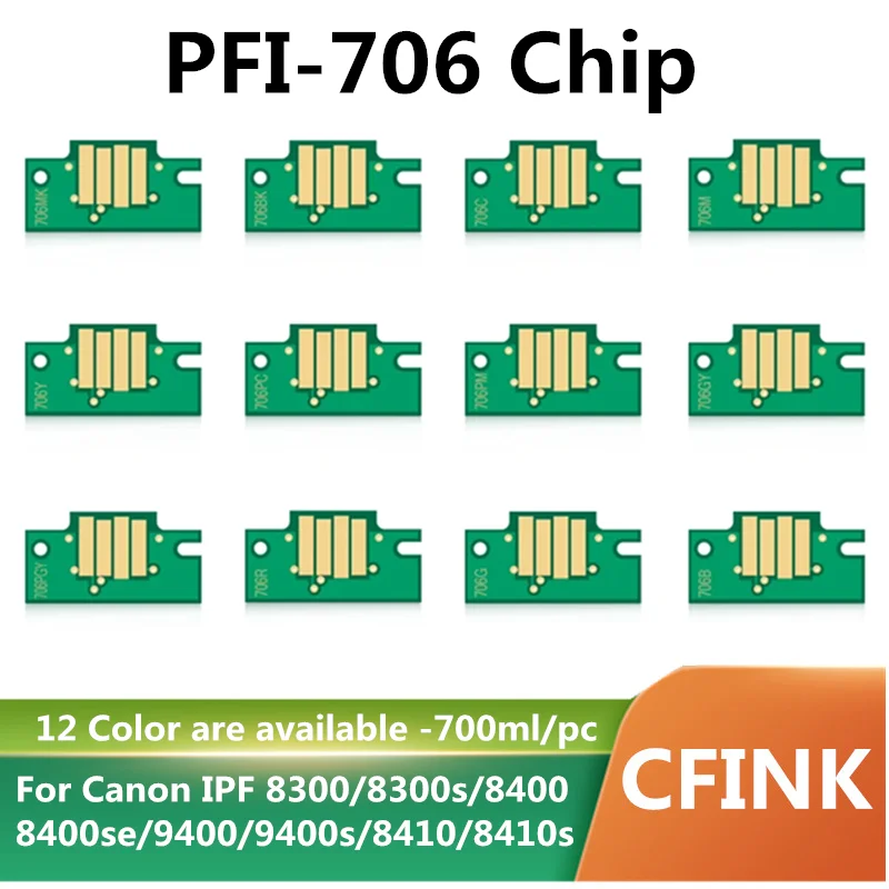 

PFI-706 PFI706 ARC Cartridge Chip Reusable For Canon iPF 8400 9400 8410 8300 8300S 8400SE 9400S 8410s 9410s Permanent Chip