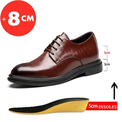 Elevator Shoes Men Dress Shoes 3/6/8 cm Men Formal Shoes Winter/Spring Classic Business Luxury Men Oxfords Footwear Suit Shoes