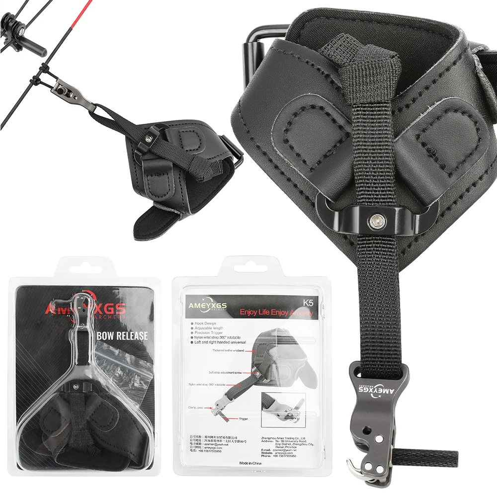 

1pc K5 Archery Caliper Release Leather Wrist Strap Trigger Compound Bow Aid Wrist Strap Shooting Pro Arrow Trigger Accessories