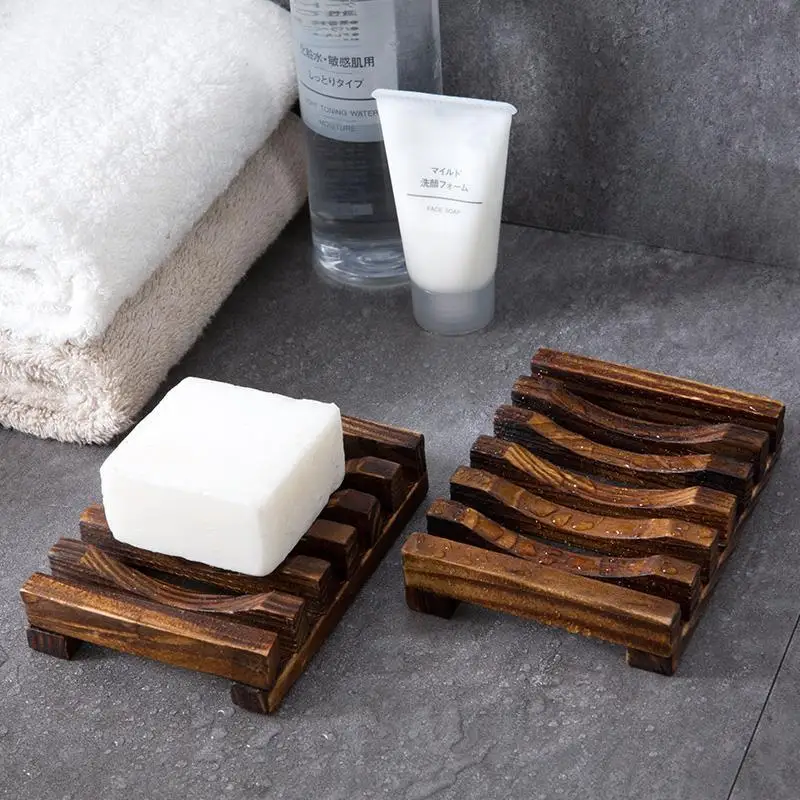 Natural Bamboo Soap Holder Wooden Bathroom Soap Storage Rack Prevent Mildew Soap Draining Box Organizers Bathroom Accessories