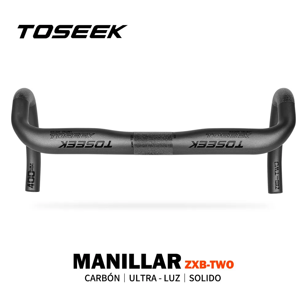 TOSEEK-Manillar de fibra de carbono para bicicleta de carretera, barra curvada, acabado mate negro, 40/42/44 cm, enrutamiento externo