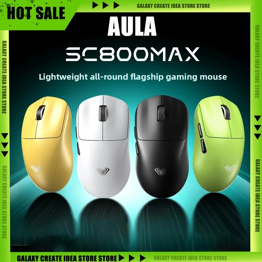 

AULA SC800MAX PAW3950 Tri-mode Gaming Mouse Bluetooth Wireless Lightweight Ergonomic for Small Medium Hand PC E-sports PC Gamer