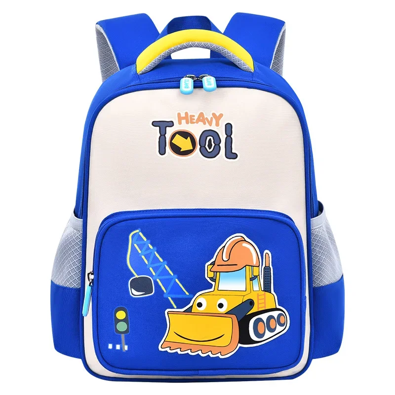 Cool Bulldozer School Bags for Elementary Boys Children's Schoolbag Ultra-light Grade 1-3 Large Capacity Kid Waterproof Backpack