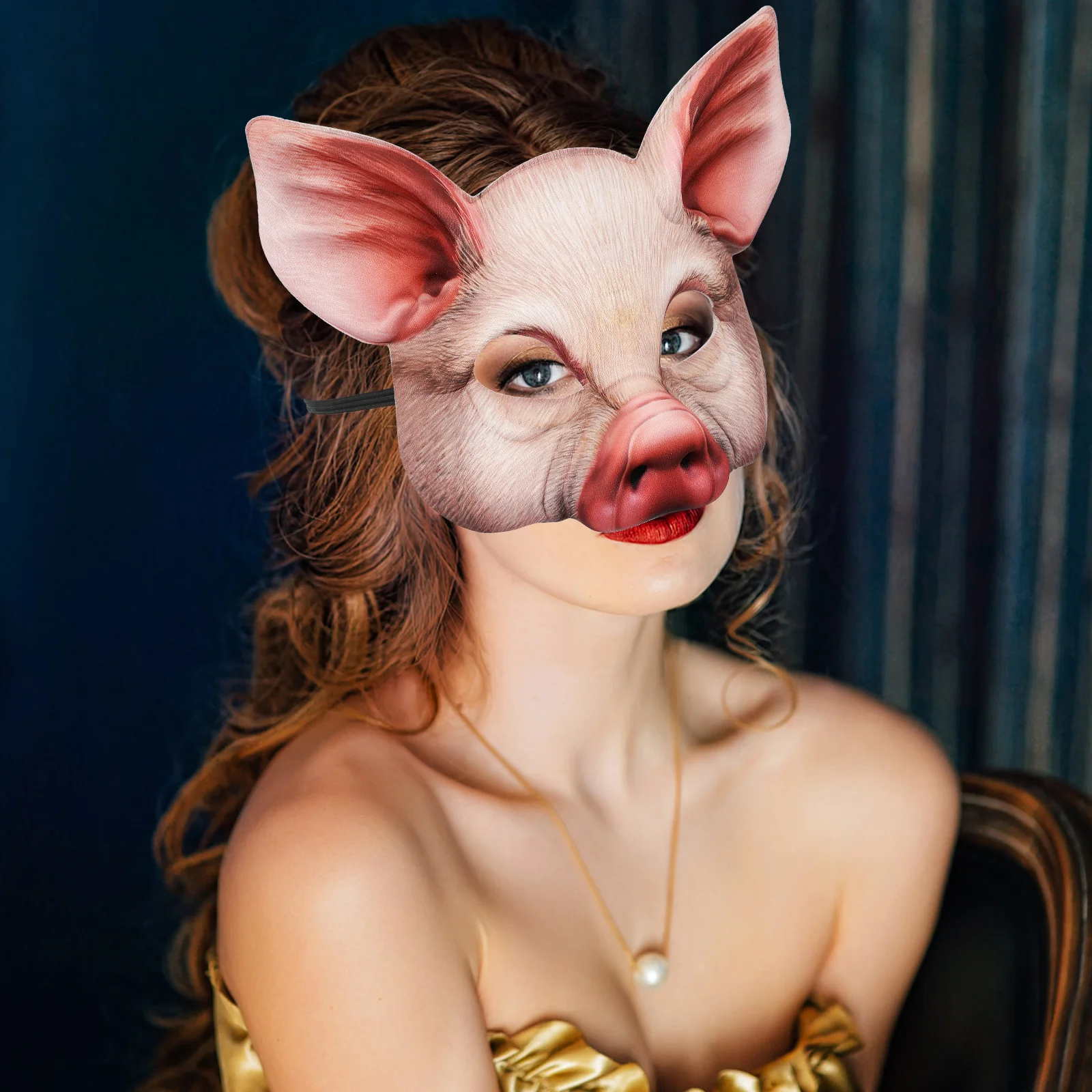 

Halloween Animal Mask Half Face Pig Mask Scary Funny Masquerade Costume Prop Party Festival Cosplay Carnival Events