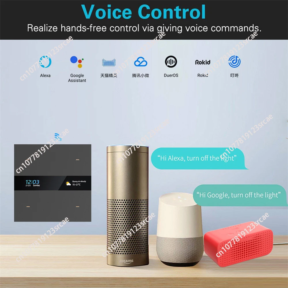 

Для Golden Security Tuya Life Smart Wireless Zigbee Умный настенный переключатель с ЖК-дисплеем Голосовое управление Alexa и Google Home M8
