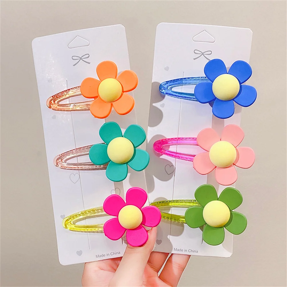 Pinces à cheveux colorées en forme de fleurs, Barrettes faites à la main pour filles mignonnes BB, couvre-chef pour enfants, accessoires pour cheveux