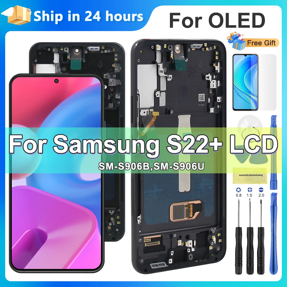 

6.6" S22 Plus AMOLED Display Screen for Samsung Galaxy S22+ 5G S906B S906B/DS Lcd Display Digital Touch Screen with Frame
