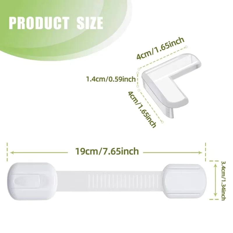 Cerradura de gabinete de seguridad para niños, longitud ajustable, protección de seguridad anticolisión para bebés, cerradura de puerta de cajón, hebilla de seguridad de plástico